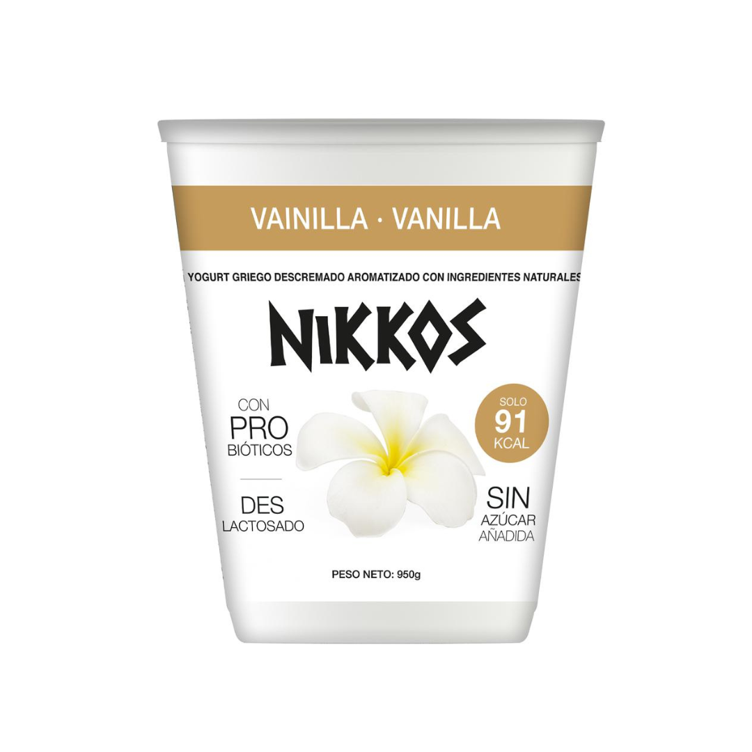 Yogurt Griego Descremado de Vainilla Nikkos 950 g | Bajo en Grasa