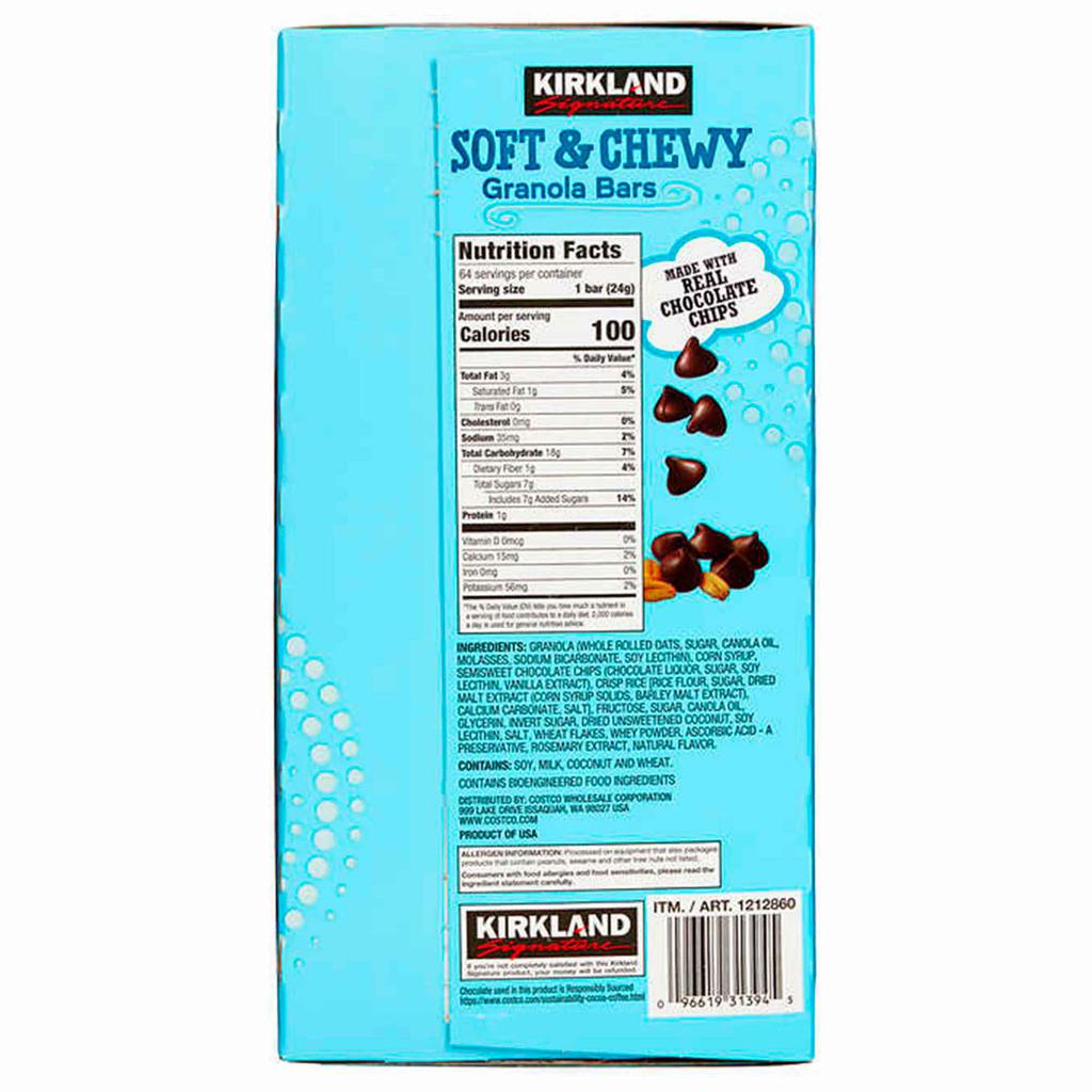 Kirkland Signature Barras de Granola | 64 Unidades de 24 g (0.85 oz)
