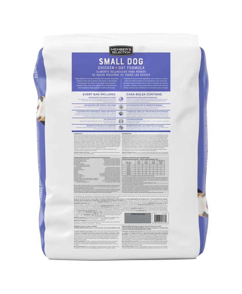 Member's Selection Alimento para Perro Raza Pequeña | Sabor Avena y Pollo | 9.07 kg (20 lb)