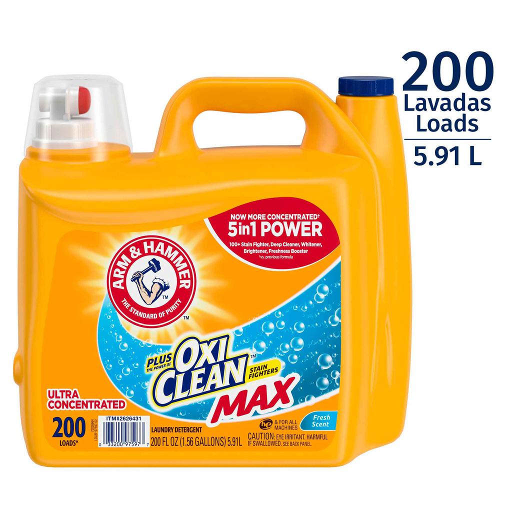 Arm & Hammer Detergente Líquido Ultra Concentrado con OxiClean | 5.91 L (200 oz) | 200 Lavadas