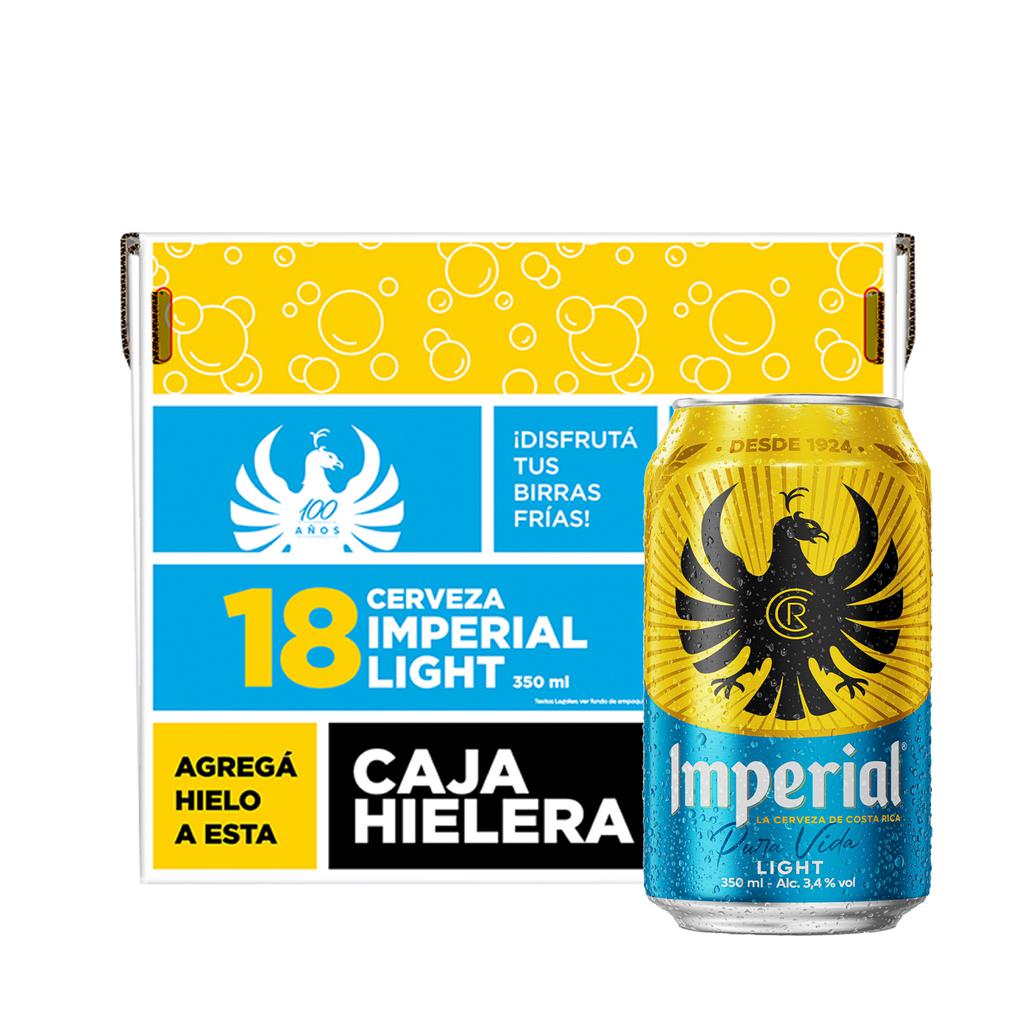 Imperial Cerveza Light | Pack 18 Latas de 350 ml + Hielera de Cartón