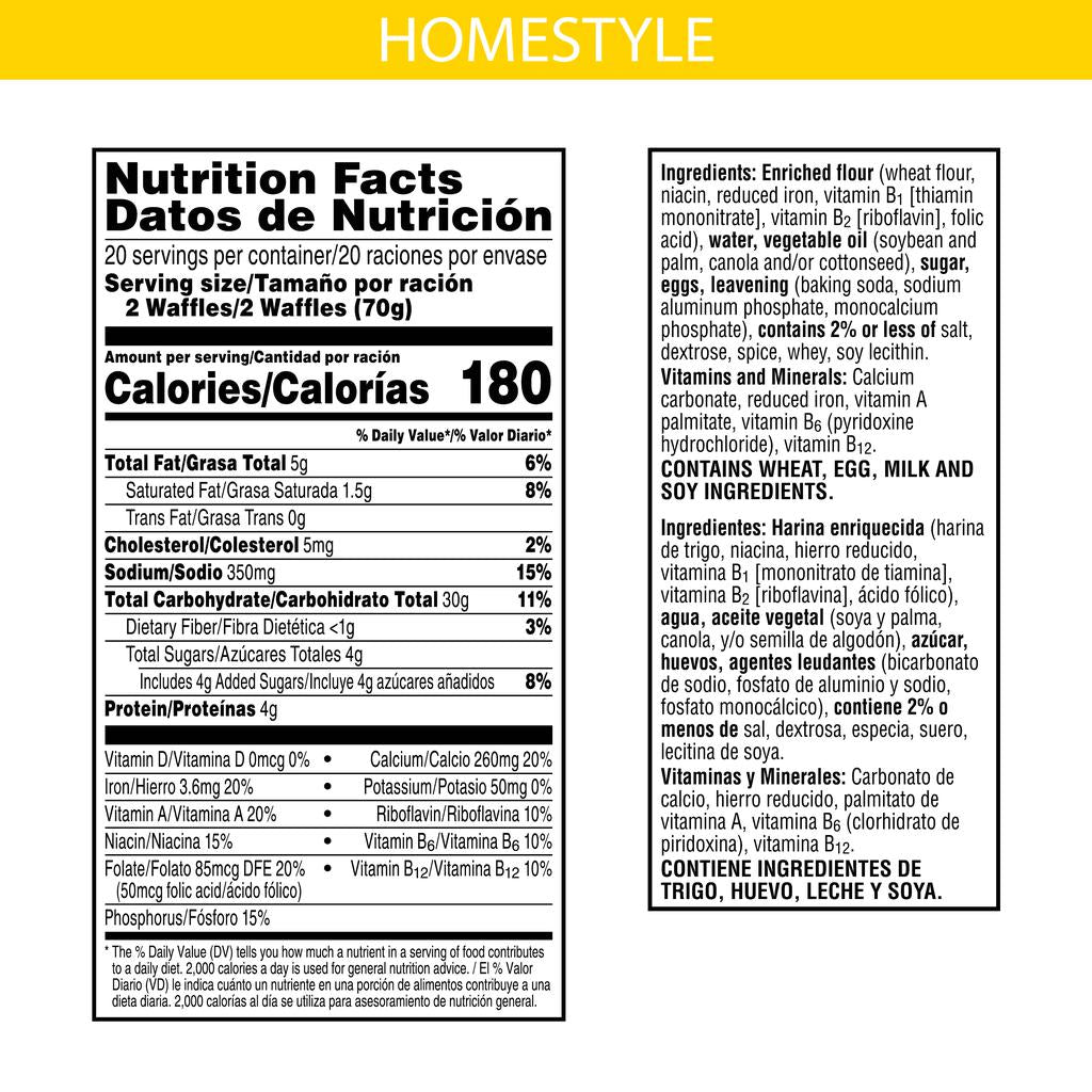 Eggo Waffles Originales | 40 Unidades de 35 g (1.2 oz) | Congelados