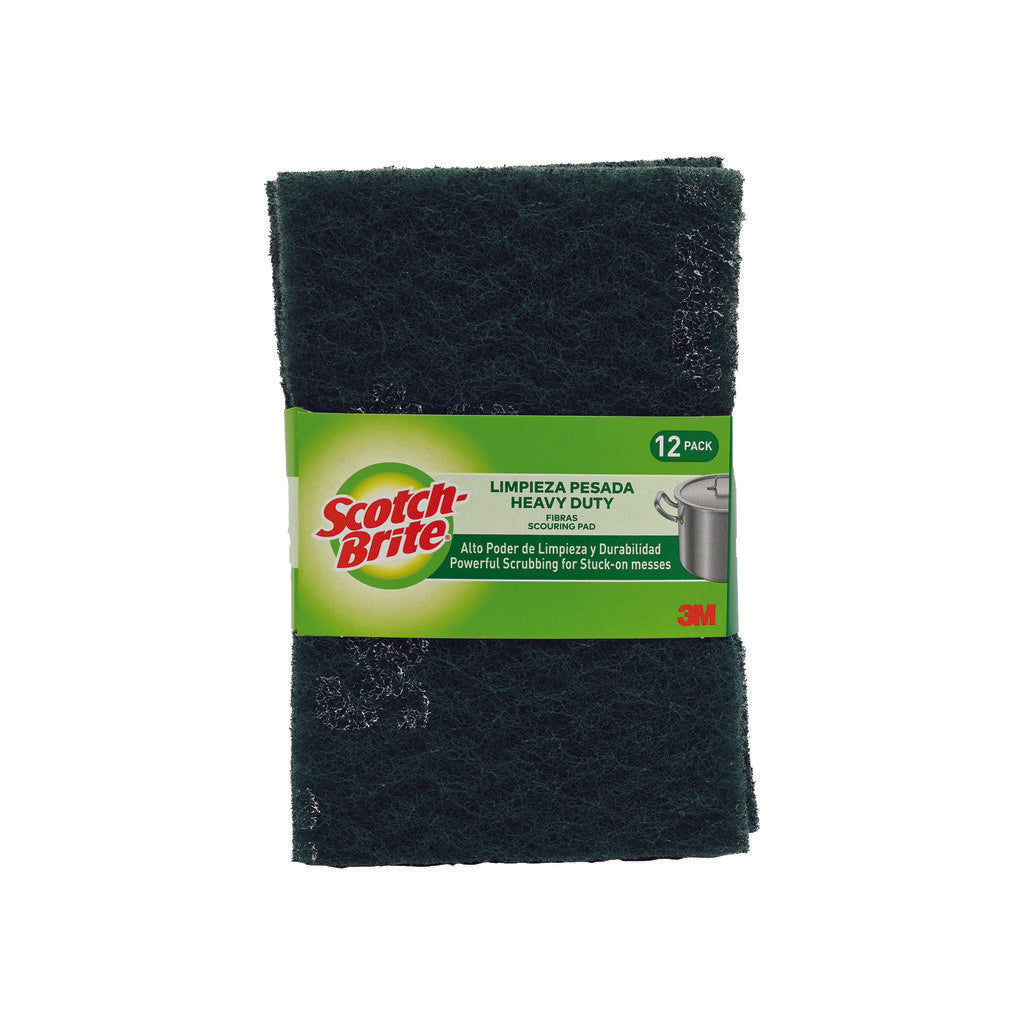 Scotch-Brite Fibra Verde para Limpieza Pesada | Pack de 12 Unidades