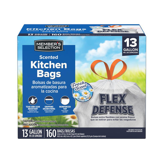 Member's Selection Bolsas para Basura con Cordón | 160 Unidades | 49 L (13 Gal)