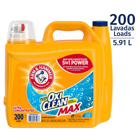 Arm & Hammer Detergente Líquido Ultra Concentrado con OxiClean | 5.91 L (200 oz) | 200 Lavadas