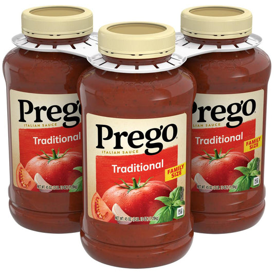 Prego Salsa de Tomate Tradicional para Pasta | Pack 3 Unidades de 1.28 kg (45 oz)