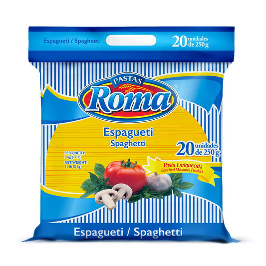 Roma Espagueti Pasta | 20 Unidades de 250 g (8.8 oz) | Pasta de Trigo Duro