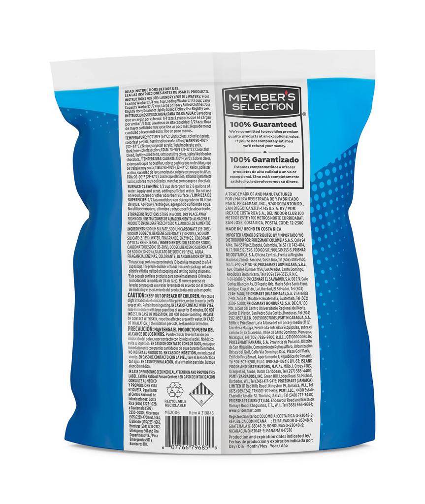 Member's Selection Detergente en Polvo Biodegradable para Ropa | 18 Unidades de 500 g | 10 Lavadas por Unidad