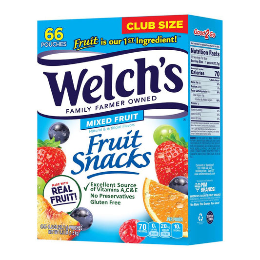 Welch's Snacks de Frutas Mixtas | 66 Unidades de 22.7 g | Golosinas Suaves